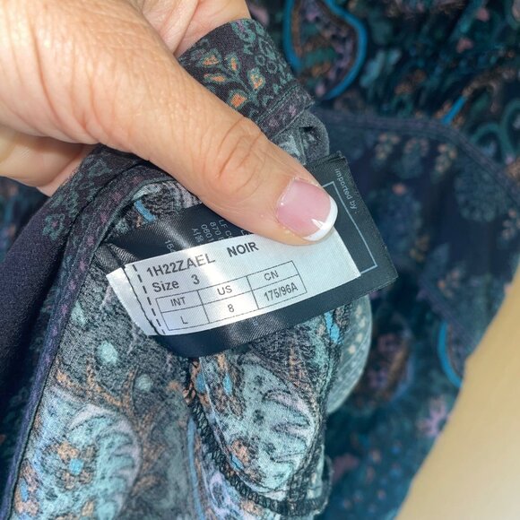 Ba sh Womens Dress Size 8 Black Zael Panelled Waist Paisley Midi Pure Viscose - Picture 8 of 11